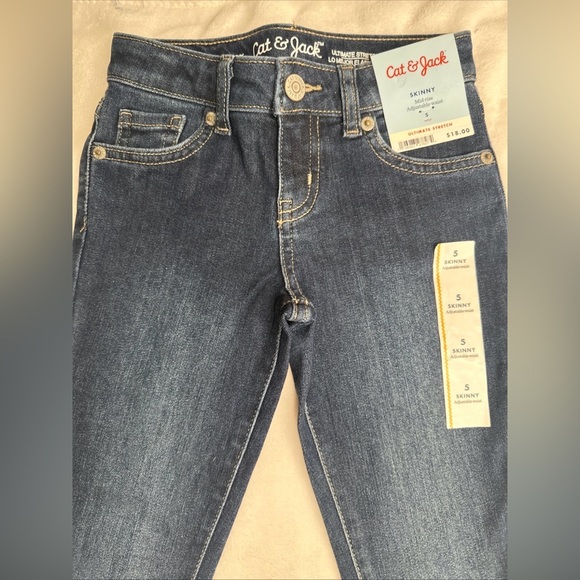 Girls' Mid-Rise Adjustable Waist Stretch Skinny Jeans - Cat & Jack Kids Size 5 - Picture 3 of 9